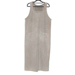 Cotton USA Jumper Dress Women Small Beige‎ Waffle Corduroy Sleeveless Vintage